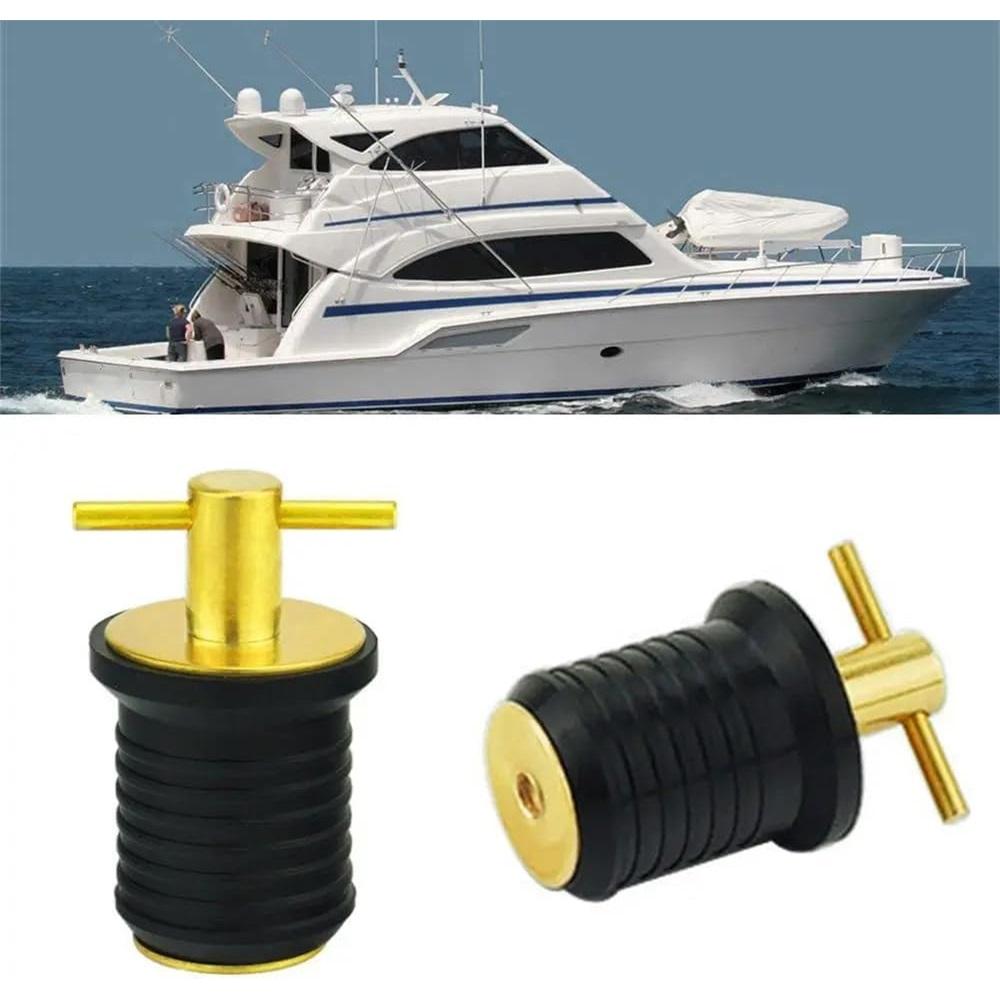 DollaTek Brass T-Handle 1” Or 1-1/4” Drain Plug For Boat (1” Drain Plug)