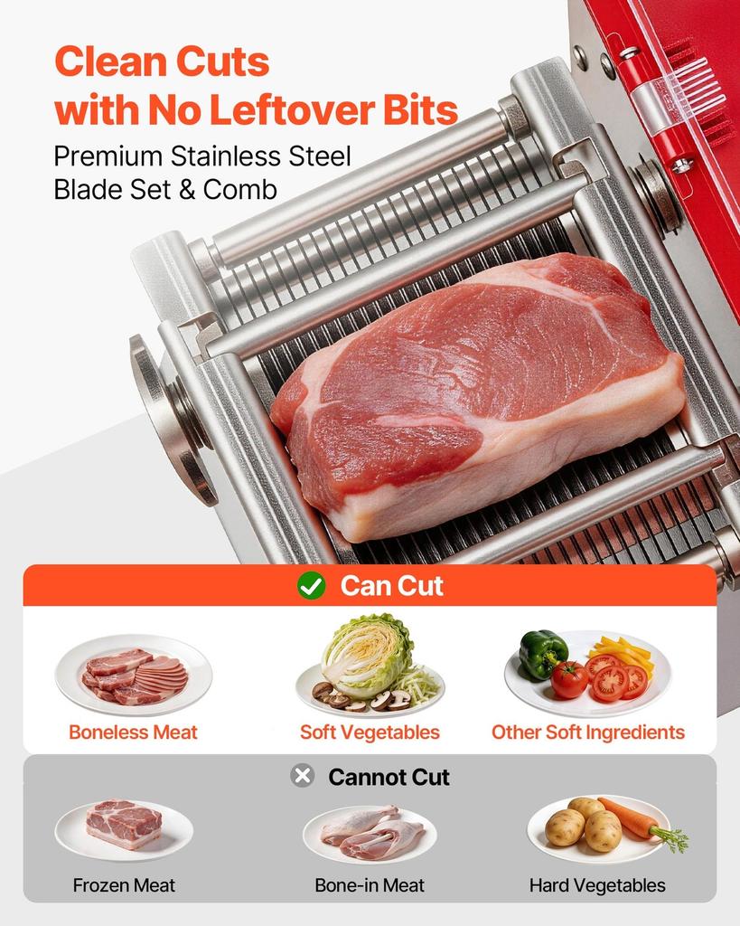 Meat Cutting Machine, 850W Commercial Slicer, 3.5mm Heavy Duty Stainless Steel Blade Shredder for Boneless Meat Soft Vegetables, Electric Food Slicers