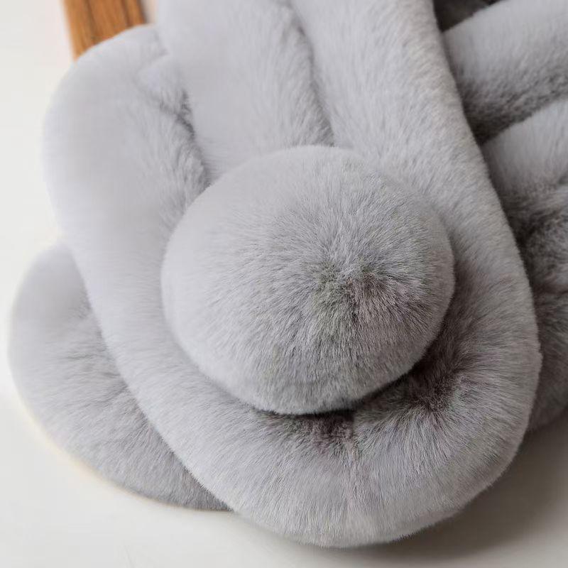 Unisex Faux Rex Rabbit Fur Snood: Cozy Korean Style Plush Neck Warmer for Winter