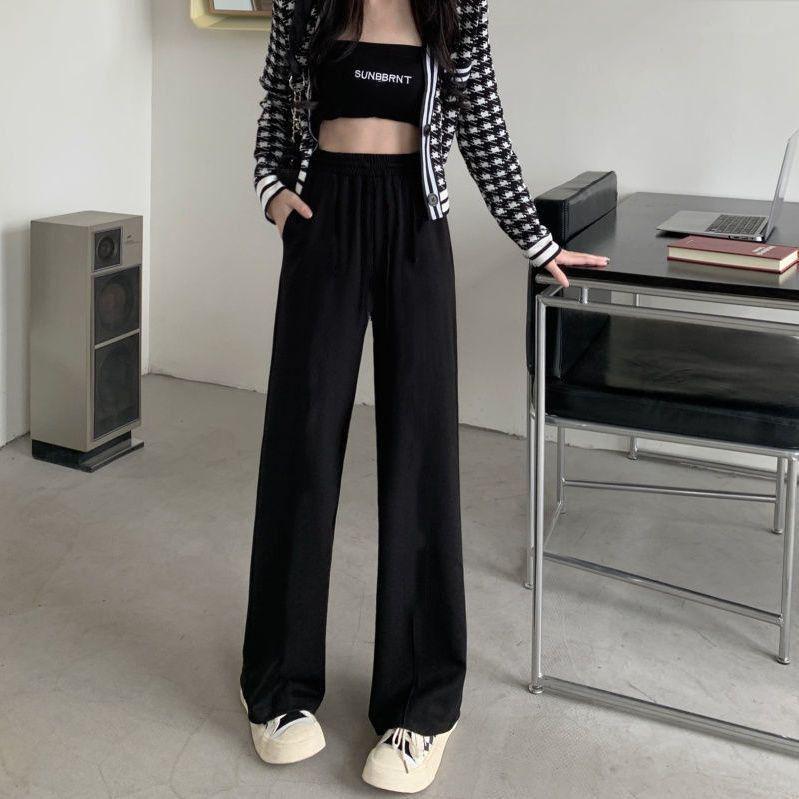 

2026 High-Waisted Wide-Leg Pants - Spring/Autumn Casual Korean Style, Plus Size, Slimming & Loose Fit XXL (recommended for 125-135 jin)