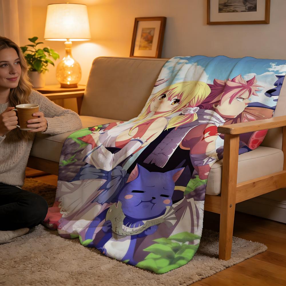 Throw High-Density Short Plush Blanket For Sofa Nap Air-Conditioned Room Soft Skin-Friendly Classic Comics Anime FAIRY TAIL