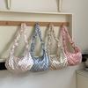 Polka Dot Satin Cloud Hobo Bag With Ruched Strap Shiny Glossy Finish Sweet Cute Style Women Date Trendy Shoulder Crossbody Bag