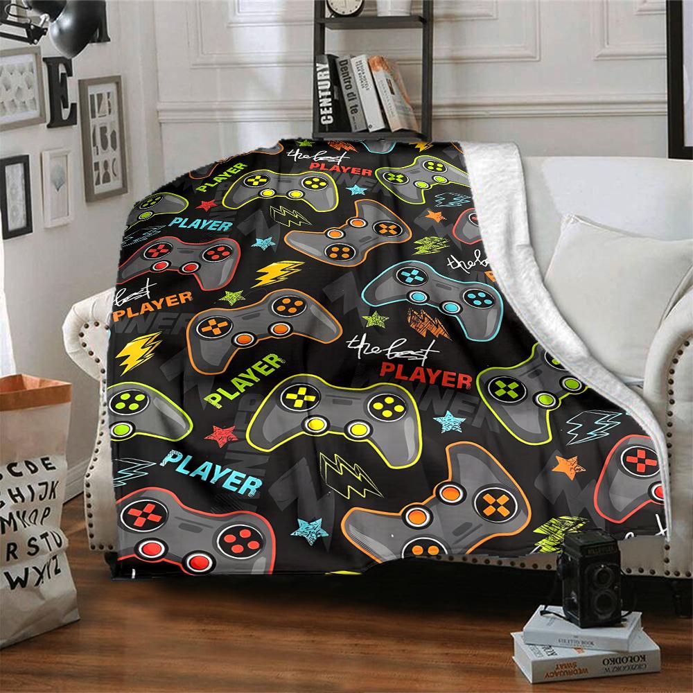Game Controller Theme Printed Blanket - Perfect for Couch, Bed, Travel & Outdoor Use | Machine Washable, Cozy & Durable.