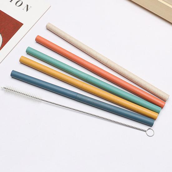 1 Sada Piják Slámka Závitový Design 2 Sekce Rovná Trubice Žáruvzdorná Skládací Potravinářská Vodní Slámka Domácí Potřeby