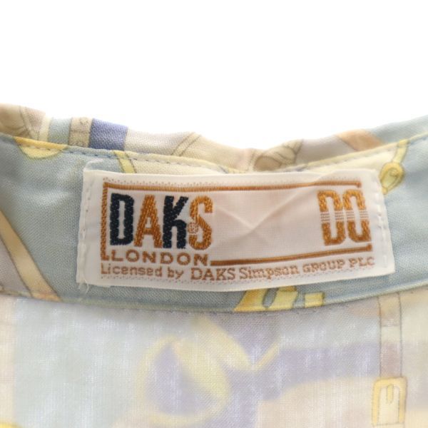 DAKS Silk Blend Riding pattern Long sleeve shirt Setup 9R Blue skirt Women Used