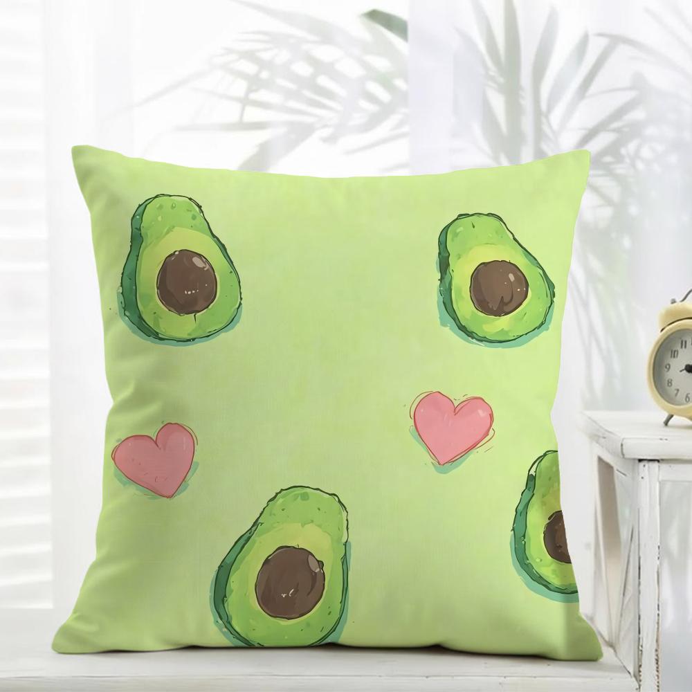 Pattern Fresh Avocado Print Cushion Cover Daily Washable Linen Pillowcase Soft For Sofa Bed Home Room Decor