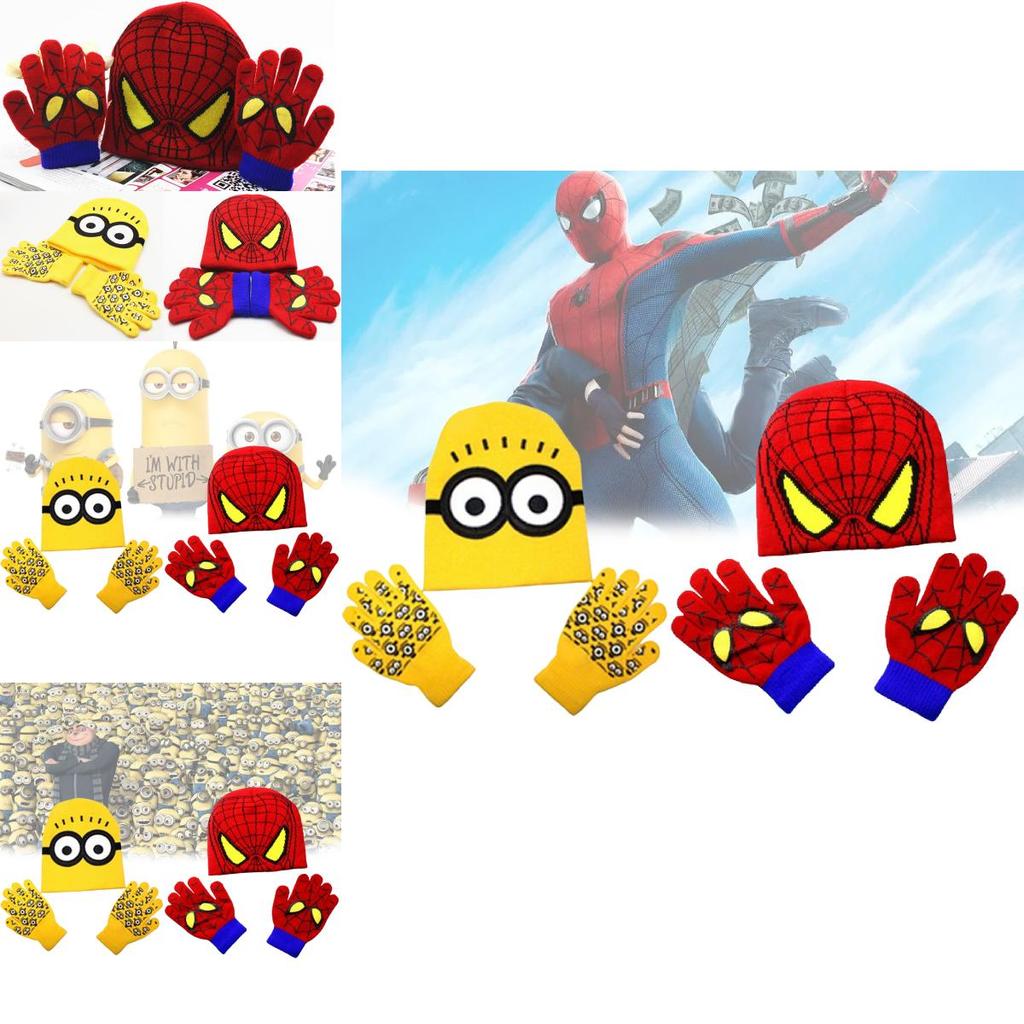 Cozy Winter Knit Kids Gloves And Hat Set Warm Fleece Lined For Toddlers