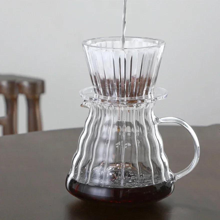 Wave Coffee Dripper 1-2Cups Crystal Eye Pour Over Coffee Dripper Coffee Filter Papers 50 Sheets Coffee Filter Barista Tools