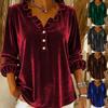 2026 Cross-border Amazon Foreign Trade Short Velvet Pullover V-Neck Fashion Casual Commuter Button Long Sleeve Women's Clothing