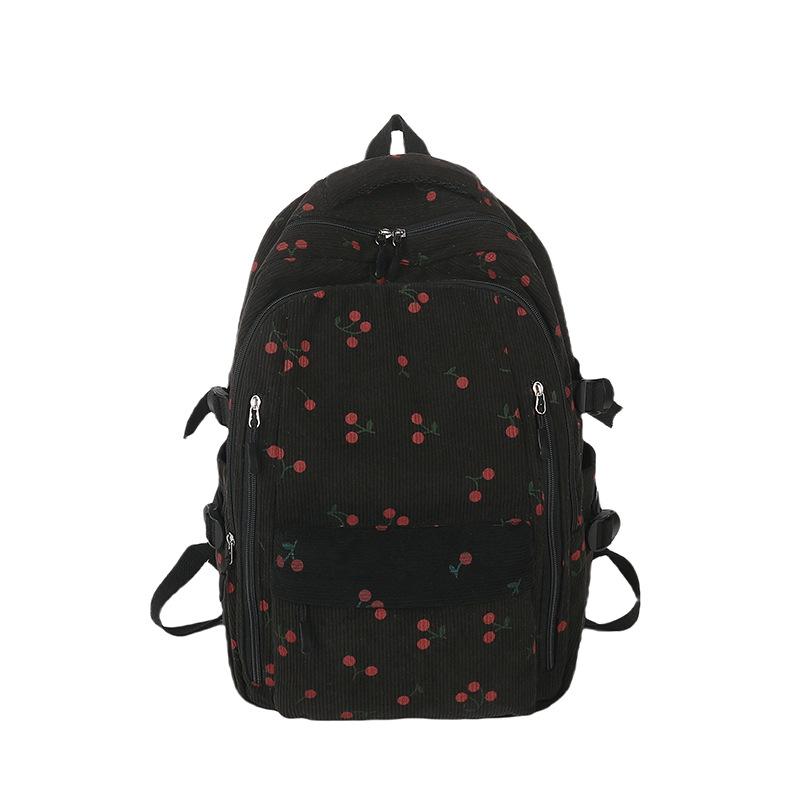 Schultasche Koreanische Version ins Kirschmuster Rucksack Harajuku Nischen-Design Schüler Kleine frische Schultasche Literarischer Rucksack