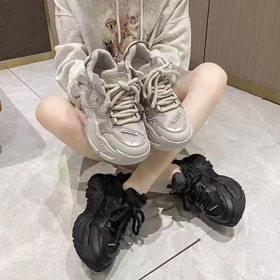 Mesh Shoes Women's Autumn New Thick-soled Heightening Small Women's Shoes Casual Sports Shoes Women