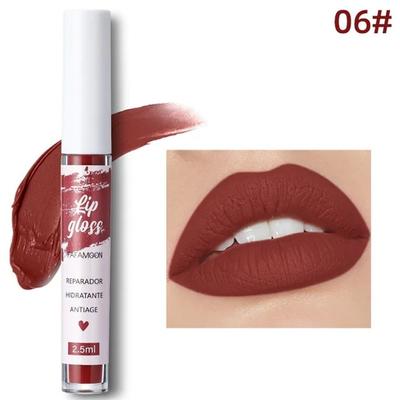 Wasserfester Samtmatter Nude Lipgloss Roter Flüssig-Lippenstift Lang Anhaltend Tasse Damen Kosmetik Make-up, 6, 06 6, 1 Stück