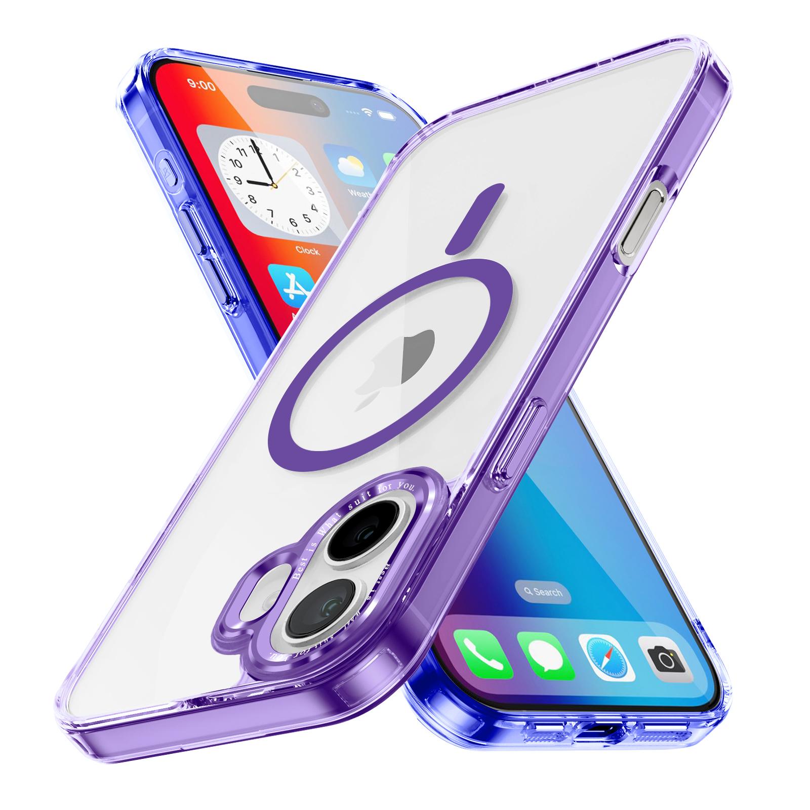 

For iPhone 16 Plus Case Compatible with MagSafe TPU+PC Transparent Phone Cover Purple