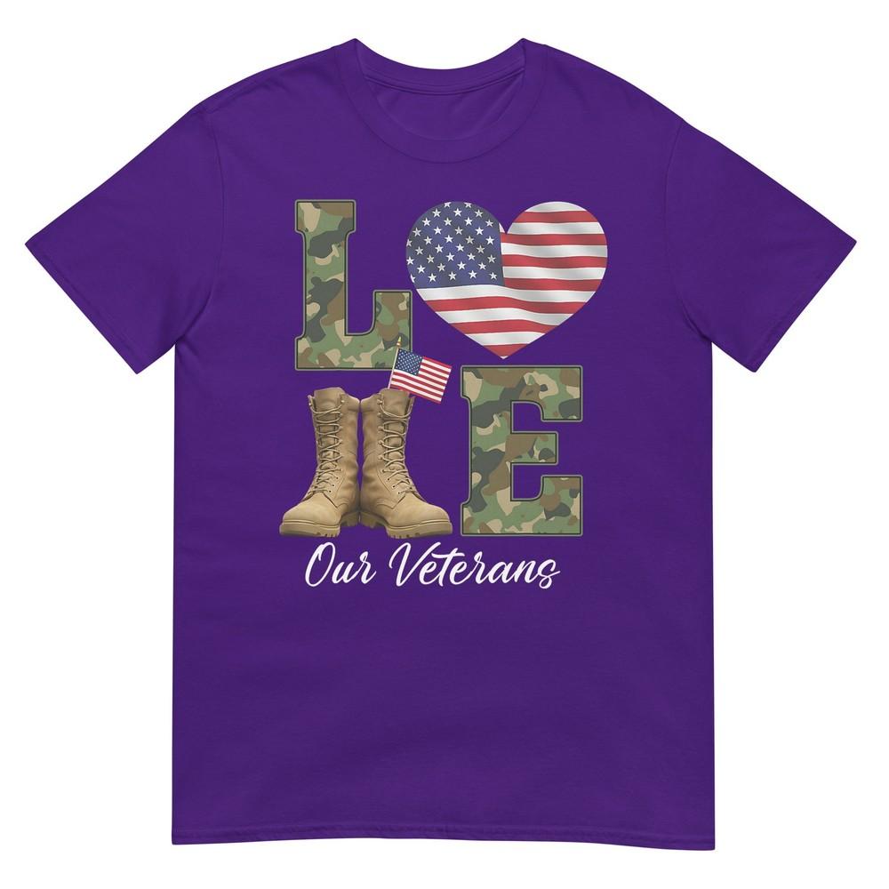 Love Our Veterans Day Proud Military American Flag Thank You TShirt