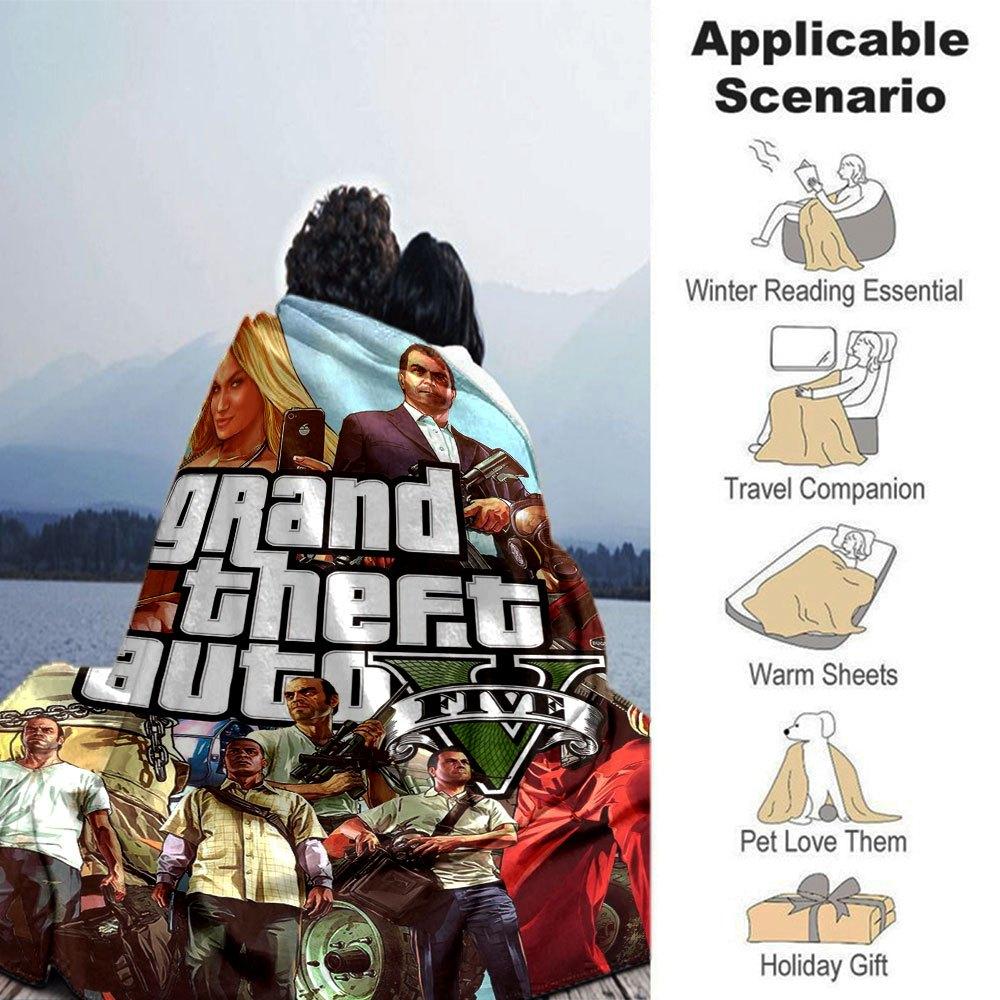 1pc Grand Theft Auto Soft Flannel Blanket with Designer Print A cozy blanket for all seasons, perfect for the couch, bed, office