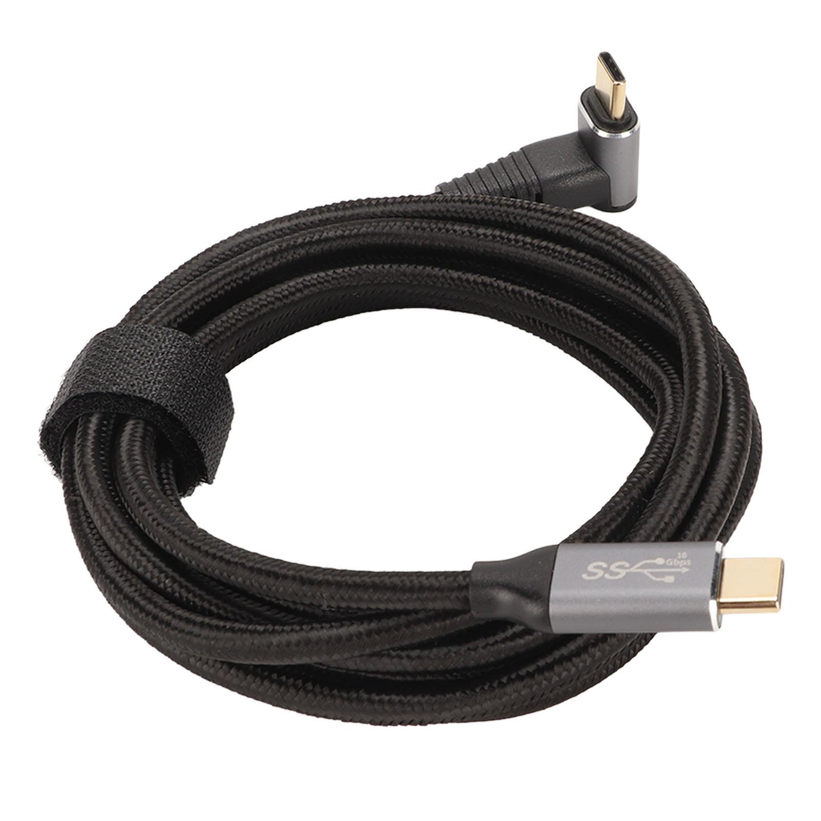 90-градусный кабель USB C 4K 60 Гц поддерживает PD100W Type C 3.2 Gen2 полнофункциональный USB C быстрая зарядка 200cm/78.7in black