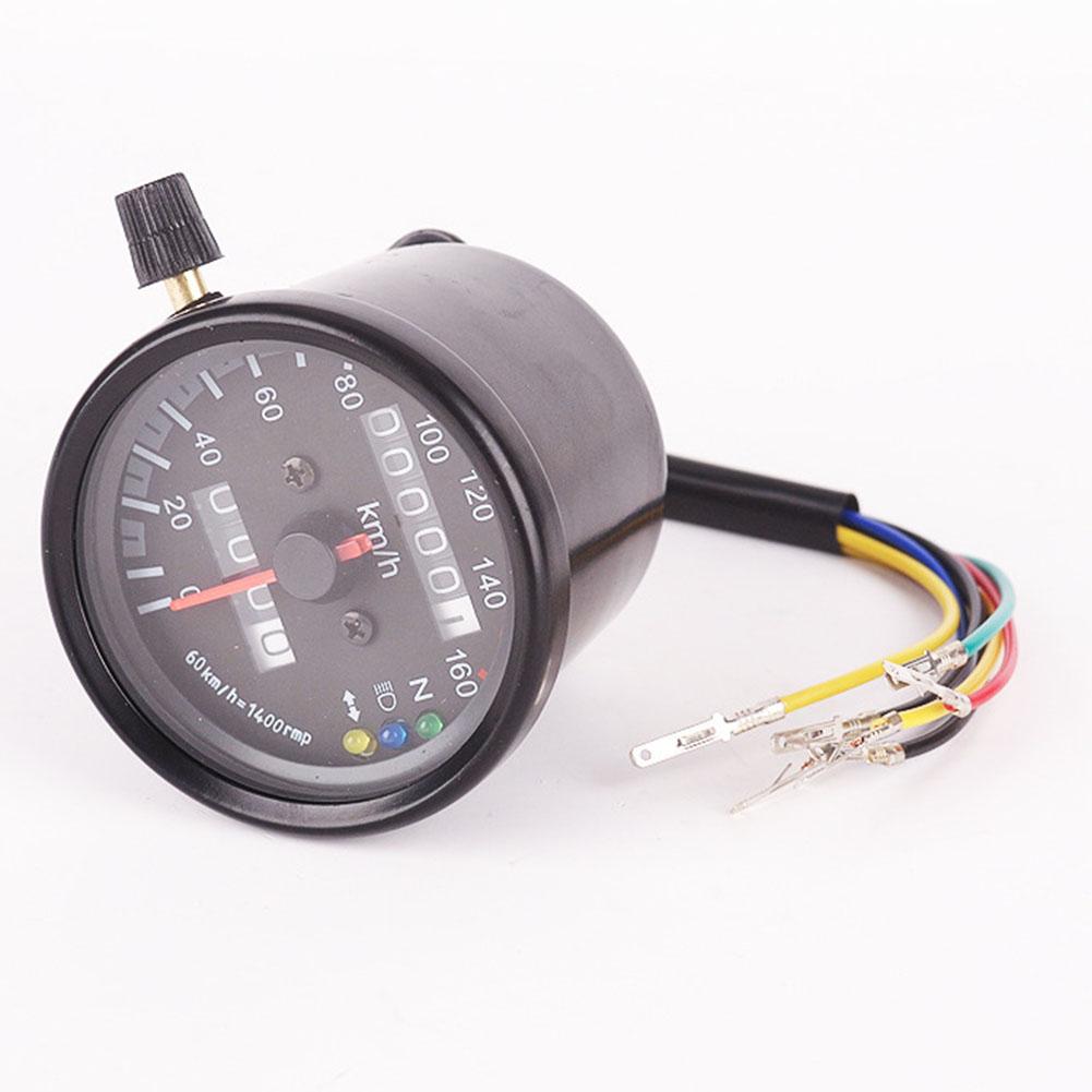 Motorcycle Digital Odometer Speedometer Gauge 160 km/h Max Speed LED Display Headlight Neutral Turn Signal Indicators Black