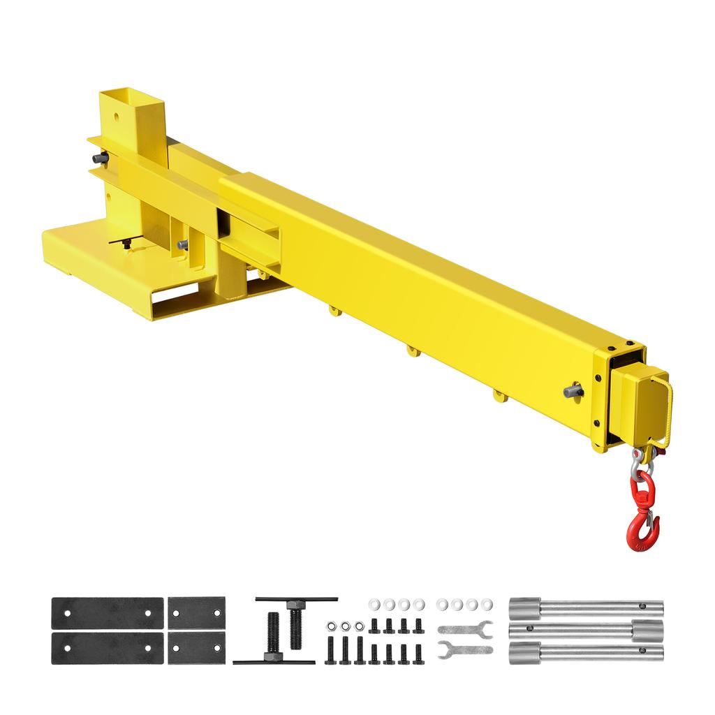 SucceBuy 6000lbs Adjustable Forklift Jib Boom Crane Manual Telescoping Boom Extends Up to 56.1 in Mobile Crane for Warehouse