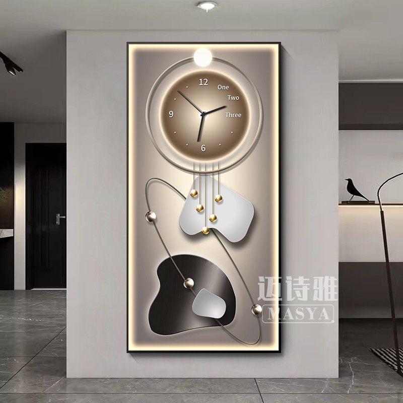 

Modern Luxury Entrance Decoration Wall Clock Wall Decoration Of Digital Wall Clock In Living Room Corridor LED Light Painting (as the picture,40X80CM)