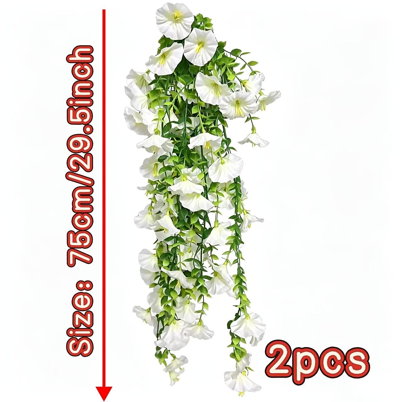 Two Artificial White Faux Flowers, Specifically Designed For Outdoor Decoration, Are UV-Resistant Hanging Plants Suitable For Decorating Home Porches 2Pcs- White