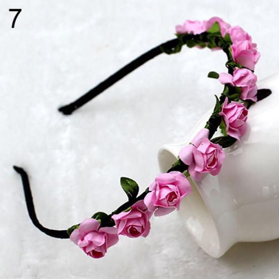 Rose Flower Crown Festival Headband Wedding Garland Floral Hairband Accessory