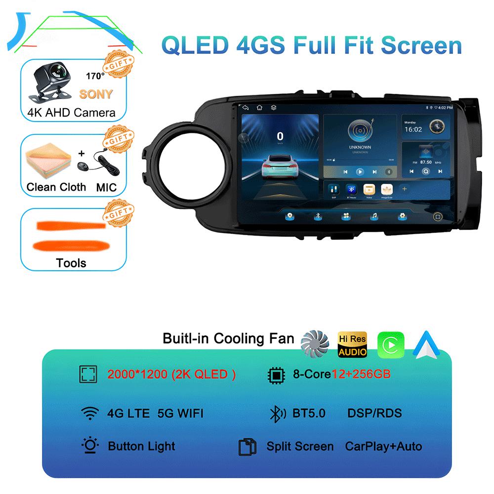 Car Radio For Toyota Yaris LHD RHD 2012-2017 Multimedia Stereo Video Player Android 14 BT DSP Auto Carplay GPS Navigation