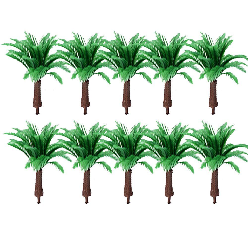 10pcs Artificial Miniature Palm Trees Scenery Layout Model Plastic Tree Train Coconut Rainforest Toys For Ho Train Layout