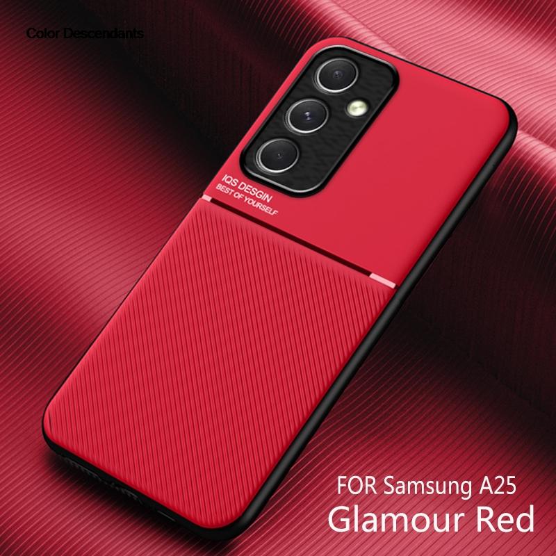 Luxury Car Case For Samsung Galaxy A25 Cover A24 4G A23 5G A22 A 25 24 22 SM-A256B/DS Soft Solid Color Magnetic Phone Shell On