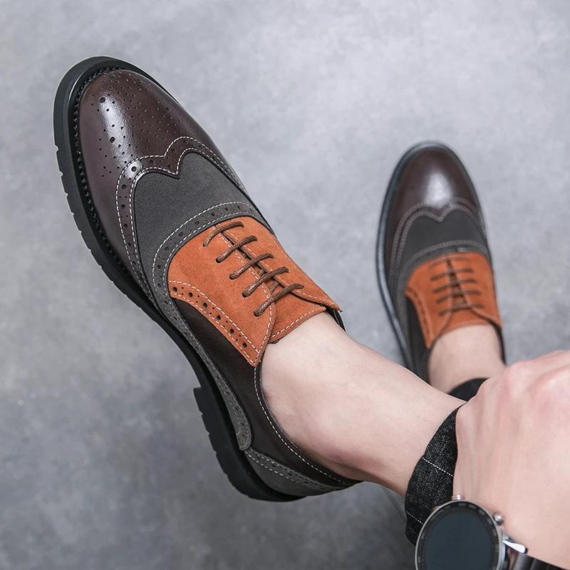 British Style Shoes Men’s Leather Business Formal Oxfords lace up Footwear Quality Leather Breathable Comfort Wedding Shoes men
