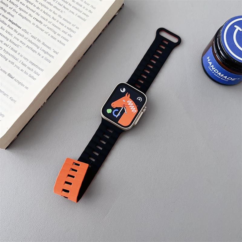 Silicone Loop Magnetic Strap For Apple Watch Band 44mm 40mm 45mm 49mm 41mm 38mm 42mm Bracelet iWatch Series 8 3 5 4 SE 6 7 Ultra