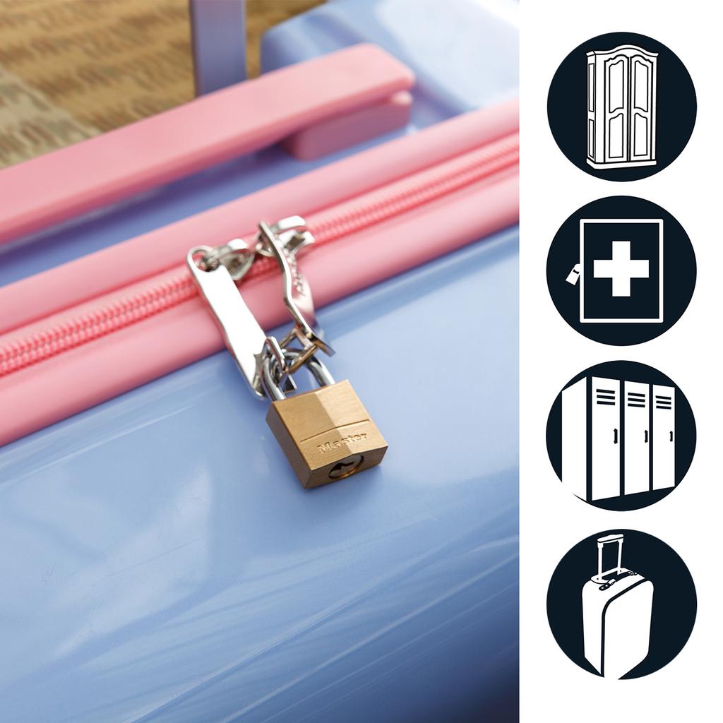 Master Lock Pack of 4 Brass Padlocks, Keyed Alike, 30x49x12 mm