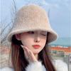 Elegant Fashion Women Bucket Hat Winter Wool Wool Cap Warm Solid Color Basin Hat Women
