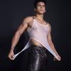 Sexy Herren Durchsichtiger Bodysuit mit offenem Schritt Hoher Schnitt Elastisches Weste Korsett Former Öl Glänzend Glänzend Yoga Gay Wear Zimmermädchen Leotard