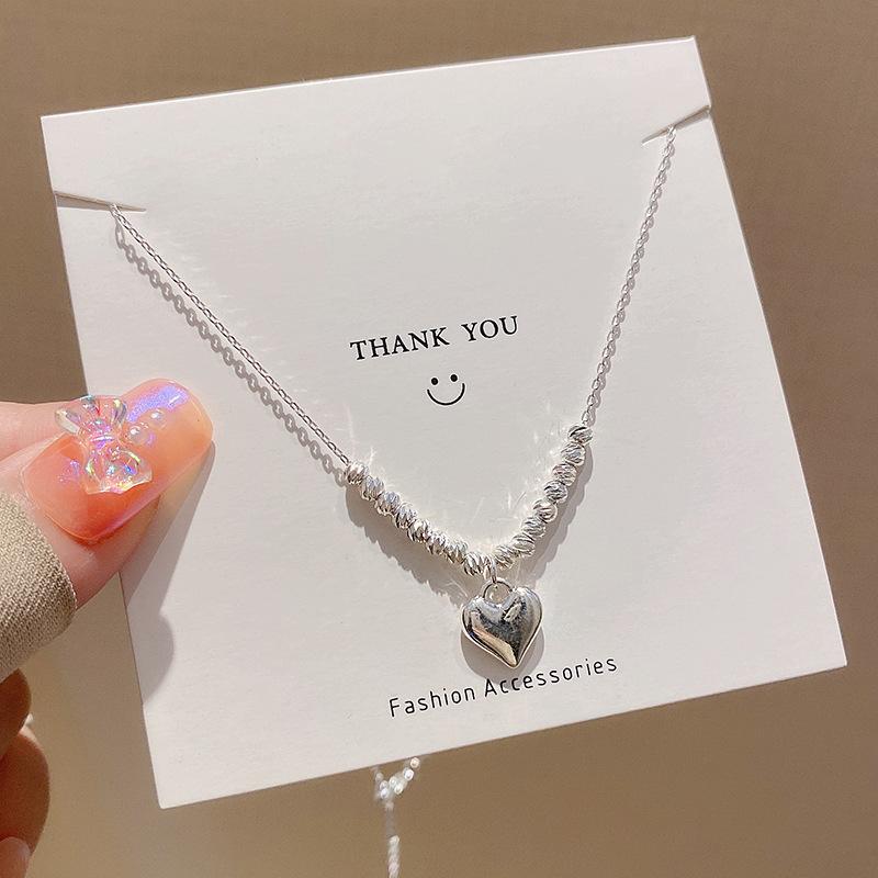 Beades Heart Pendant Necklace For Girls Women Charms Beads Neck Chain Necklaces Cute Chokers Jewelry