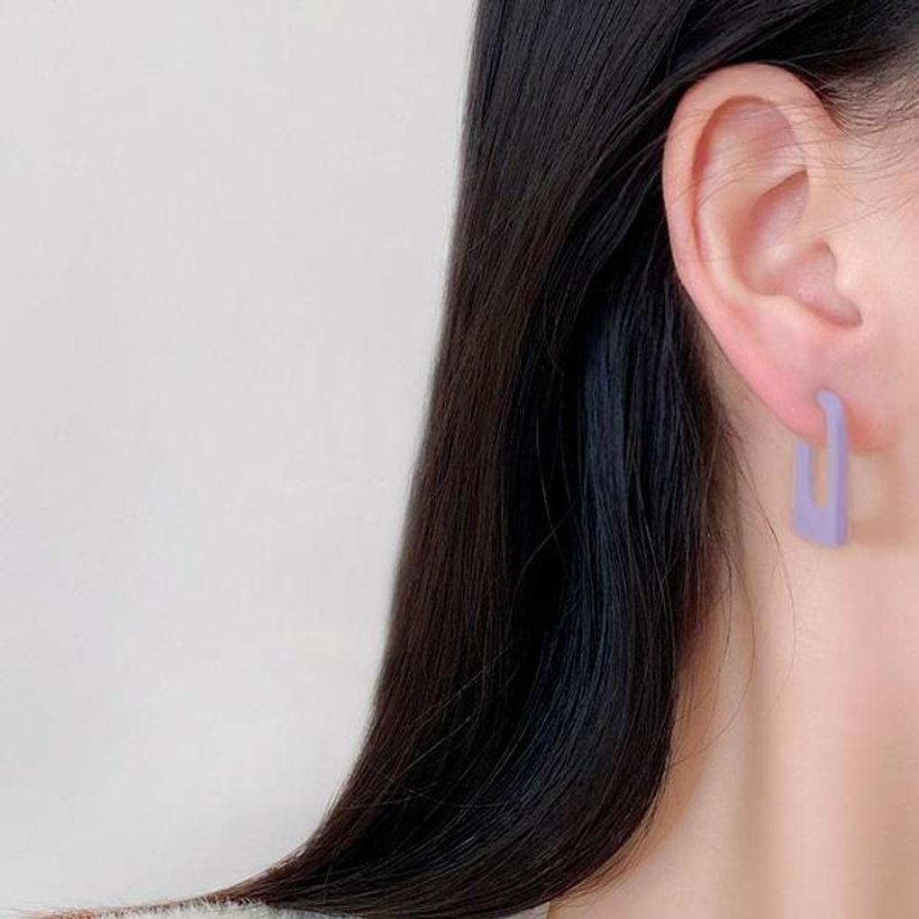 Women's Daily Different Square Silver Needle Earrings