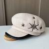 European and American Temperament Woolen Top Hat Hand-stitched Flower Star Anise Newsboy Hat Women's Autumn and Winter Knitted Bud Hat Tide