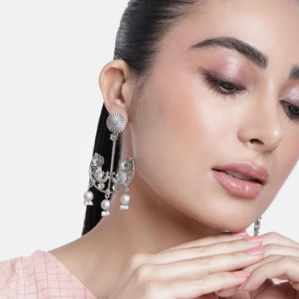 Oxidierte Silber polierte Ohrringe, Silberperlenschmuck, handgefertigte Ohrringe, Damen Mode Ohrringe