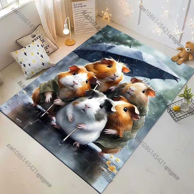 Guinea pigs sharing umbrella rain carpet Yoga living room room decor children's crawling mat doormat area rug games mat