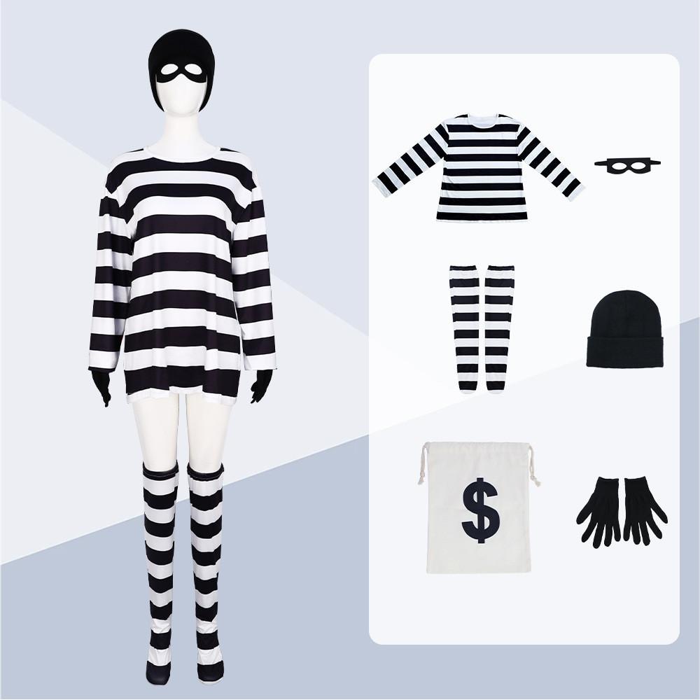 Halloween Cosplay Thief Costume Set Six Piece Clothing Stage Gift Performance