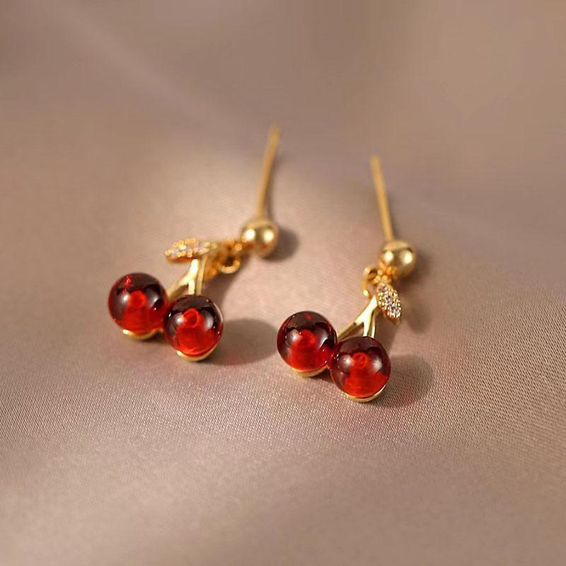 Persönlichkeit Mode Weinrot Kirsche Goldfarbe Anhänger Halskette Für Frauen Halskette Hochzeits Schmuck Geburtstagsgeschenke Neu