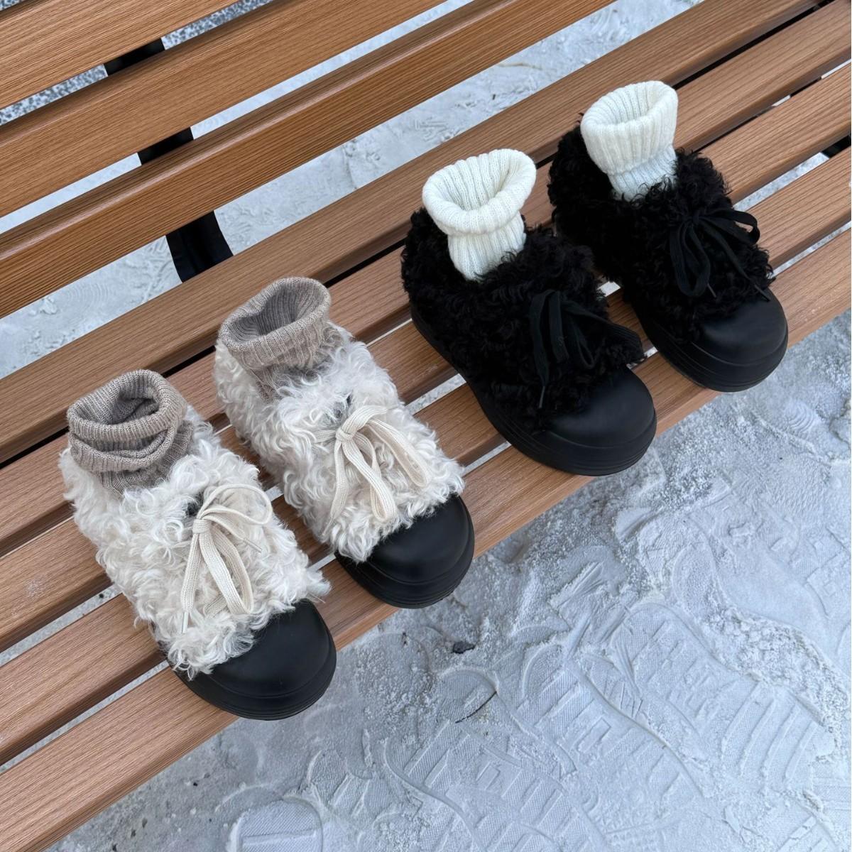 

Thick-soled burst leather fur snow boots women s 2025 autumn and winter new velvet thickened cotton shoes 40 белый