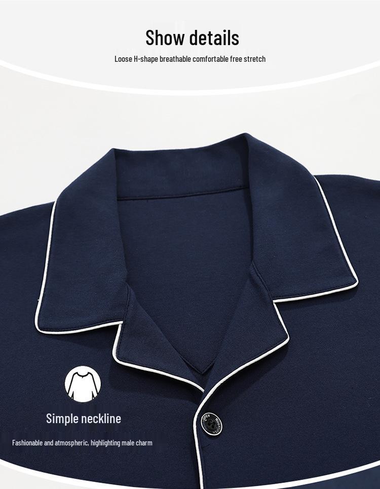 High-End Men's Summer Cotton Pajama Set - Short-Sleeved for Teens to Middle-Aged