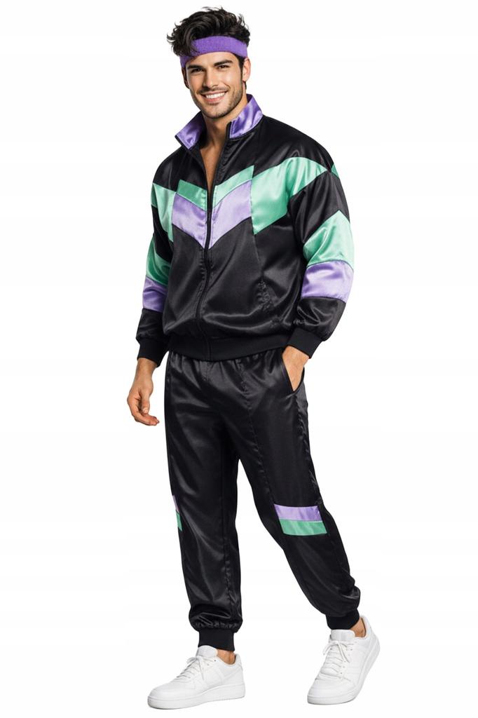 Strój dres lata 80 przebranie retro dresy kostium disco bluza vintage m