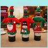 Funda para Botella de Vino de Suéter Navideño con Diseño Festivo Hecho a Mano en Colores Rojo y Verde
