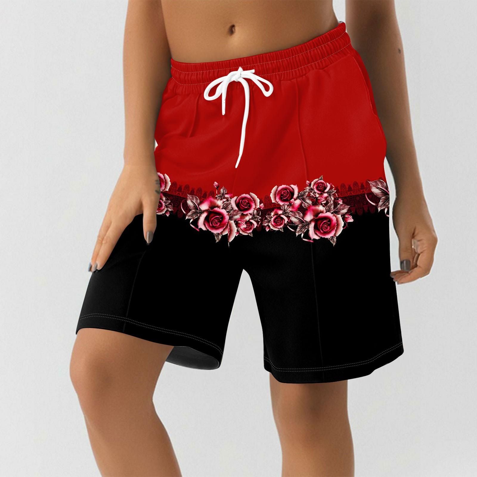 

Шорты для женщин с принтом, мягкие шорты для йоги и бега с карманами L чёрный