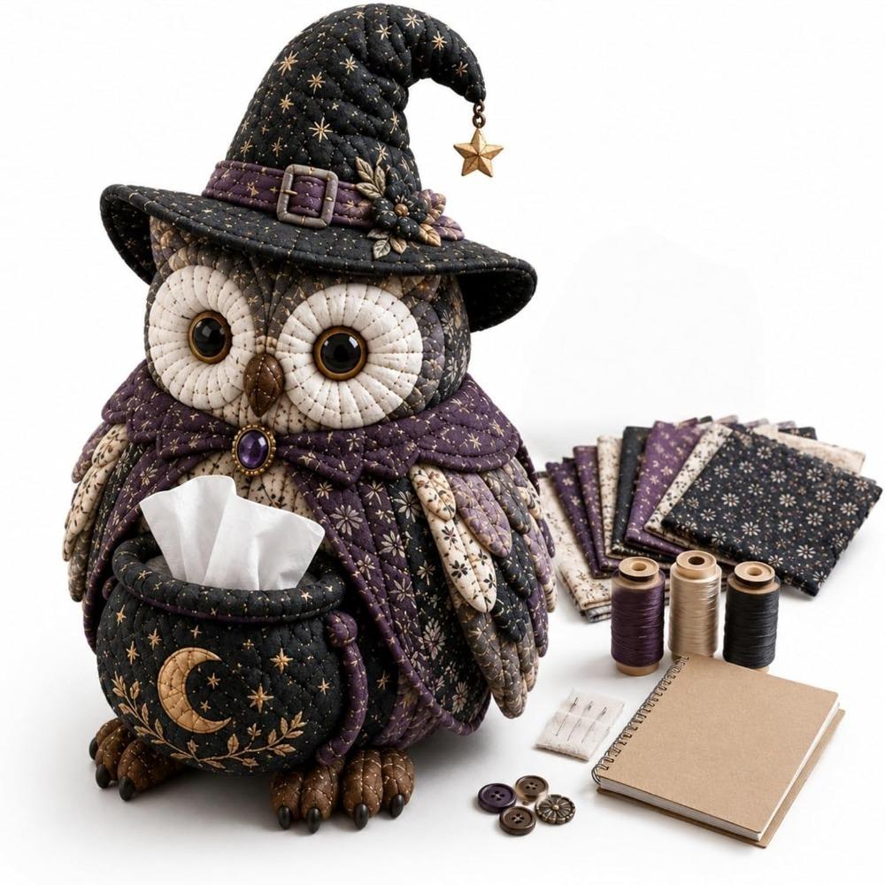Quilted Quilted Tissue Box Owl Shape Patchwork Animal Kit New DIY Sewing Kit Craft Project