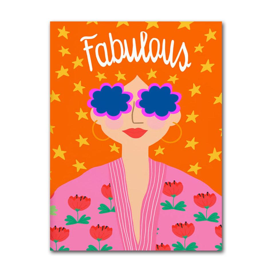 Leopard Lady Colorful Rainbow Flower Cup Wall Art Canvas Painting Nordic Posters and Copies Wall Photos for Living Room