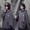 Unisex Embroidered High Collar Hooded Cape Sweater - Autumn/Winter European & American Style