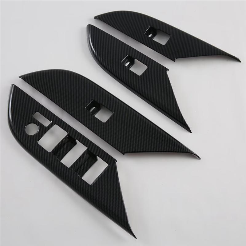 For Toyota Hilux 2024 ABS Carbon Fiber Car Windows Lift Switch Panel Cover Trim Decoration Accessories