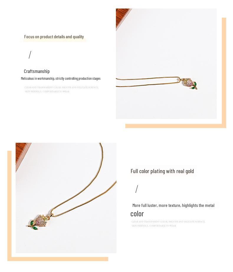 Elegant Rhinestone Tulip Necklace: Creative, Personalized Clavicle Chain in European & American Niche Fashion Style